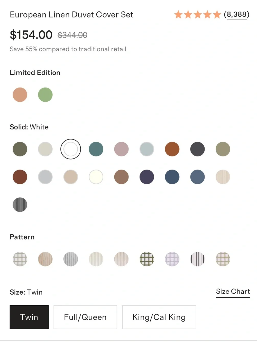 European Linen Duvet Cover Set - twin- white